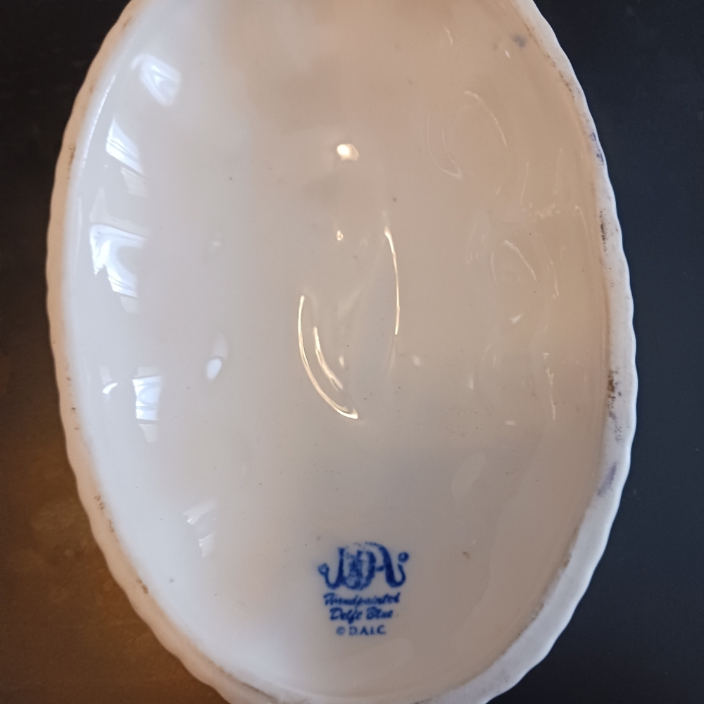 Antique Dutch Delft porcelain mold colbalt blue and white tulip designs - Picture 3 of 5